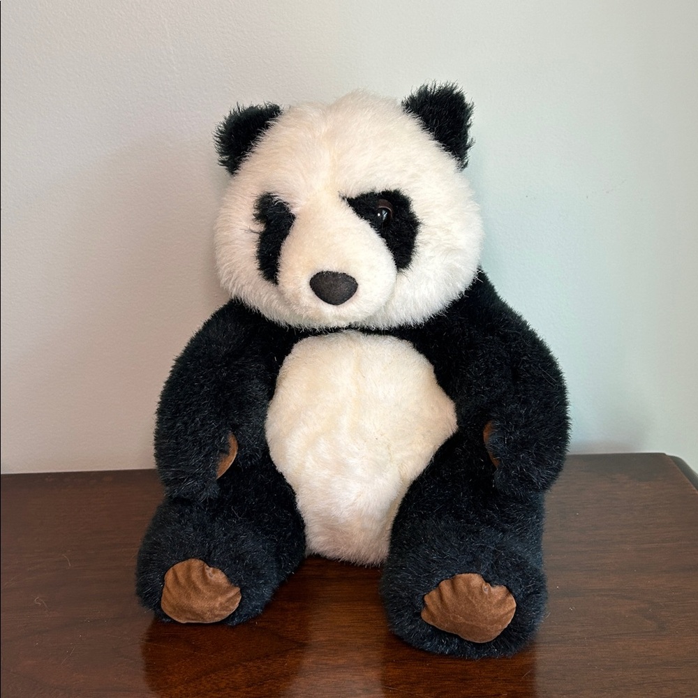 K&M International Panda Bear Plush Brown Paws Stuffed Animal Sitting 9"